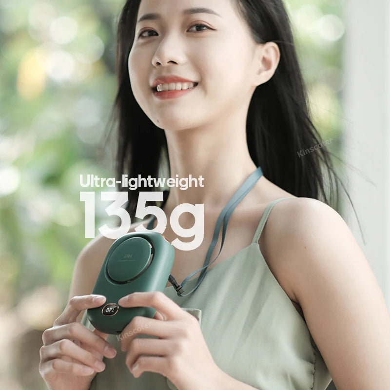 Portable Rechargeable Neck Fan – Hands-Free Cooling Fan with Digital Display