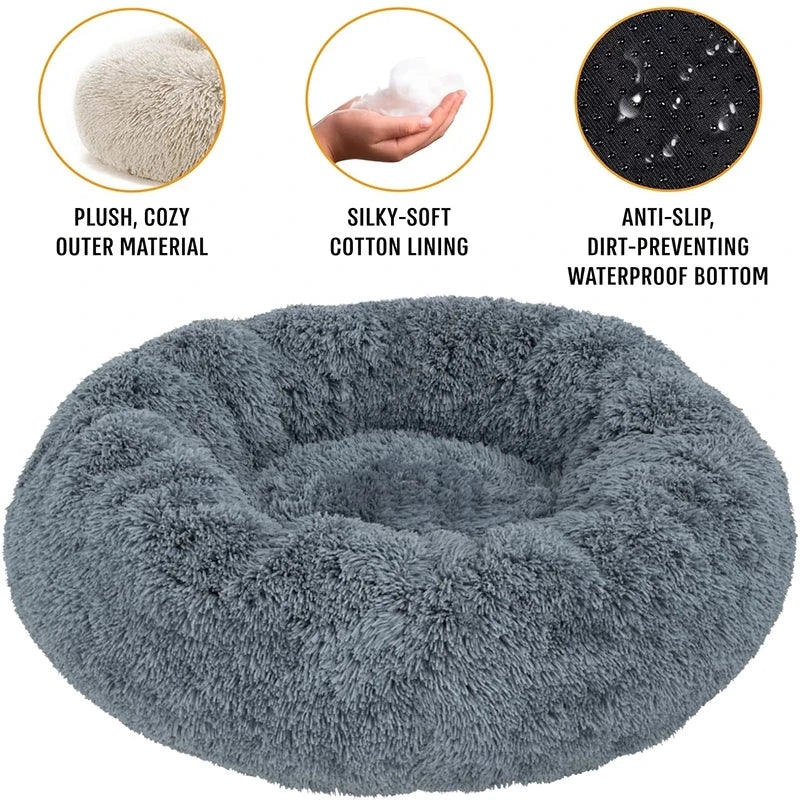 Ultra Soft Plush Round Pet Bed for Dogs & Cats
