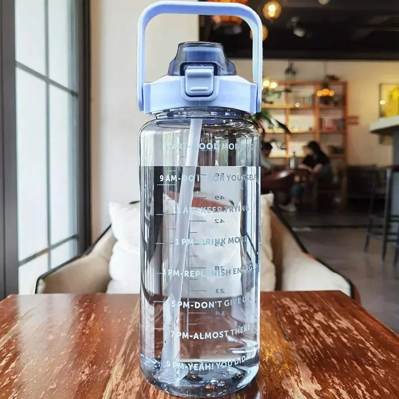 2L Motivational Water Bottle with Straw & Time Marker