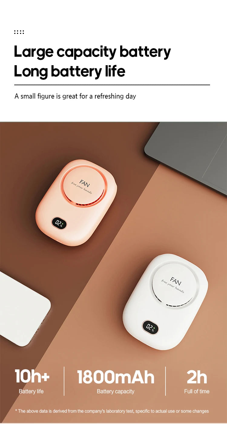 Portable Rechargeable Neck Fan – Hands-Free Cooling Fan with Digital Display